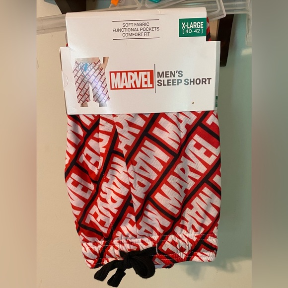 MEN’S Marvel Bar Logo Sleep Shorts NWT - Picture 2 of 5
